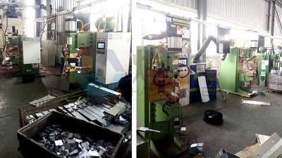 焊本為青島某客戶調試鍍鋅板螺母點焊機